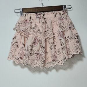 Gap x LoveShackFancy floral flippy mini skirt Girls Small (6-7) Pink